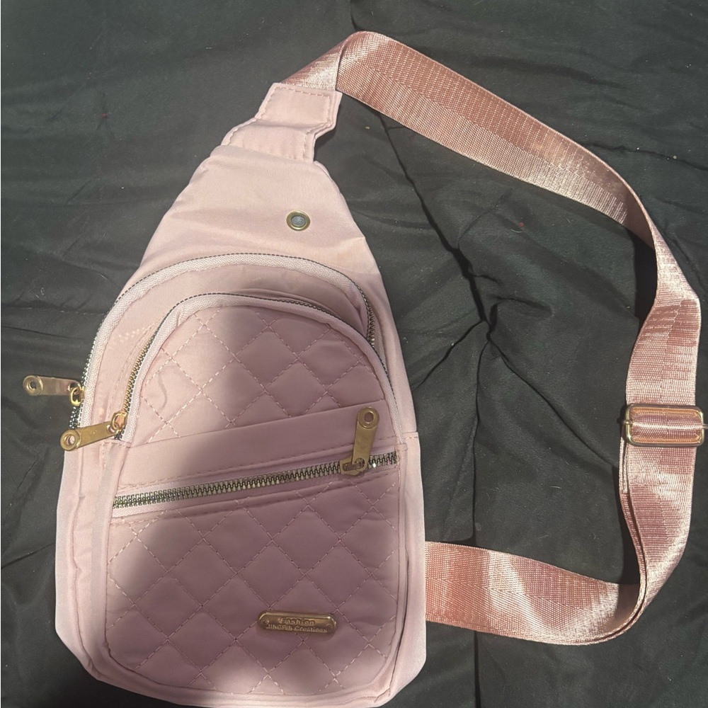 Pink & Gold Quilted Crossbody Bag